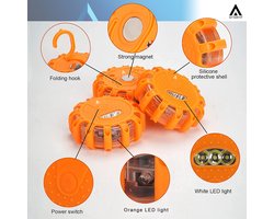 Arisenn® Noodverlichting Zwaailamp 12 LED (rood) Oranje behuizing met magneet - 9 lichtstanden zwaailicht nood en waarschuwings licht | felle noodlamp | incl. magneet | Alarmlicht | Magnetische noodverlichting