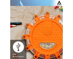 Arisenn® Noodverlichting Zwaailamp OPLAADBAAR 12 LED Oranje met magneet - 9 lichtstanden zwaailicht nood en waarschuwings licht | felle noodlamp | incl. magneet | Alarmlicht | Magnetische noodverlichting