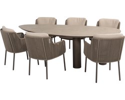 Arizona Bernini dining tuinset 240x130xH75 cm 7-delig keramiek terre 4 Seasons Outdoor