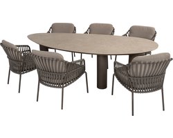 Arizona Capalbio dining tuinset 240x130xH75 cm 7 delig pebble keramiek terre 4 Seasons Outdoor