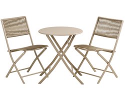 Arja cafeset 1 tafel 2 stoelen taupe.