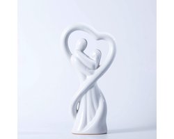 ARJDXDP Koppel Fusion Porseleinen Beeldje, Abstract Kunstbeeld Decoratie Woonkamer, Knuffelend Koppelbeeld, Koppel Omhelzende Kusfiguren, Huwelijksjubileum Sculpturen voor Vrouwen en Mannen (Wit)