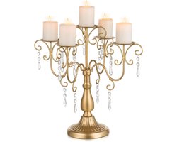 Arm Kandelaar Middenstuk Goud- Kaarshouder Voor Pilaarkaars Met Kristallen Kralen Voor Bruiloft Kerst Tafel Centraces - HTML 5 Content beschikbaar vloerkandelaar