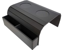 Arm Tray Table met Afstandsbediening en Mobiele Telefoon Organizer - Zwarte Armleuning Houder Tafel met Zakken