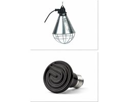 Armatuur compleet met 50 watt keramische warmtelamp- warmtelamp - broedlamp - biggenlamp - voor keramische warmtelamp - porseleinen fitting - compleet met 2.5 meter snoer