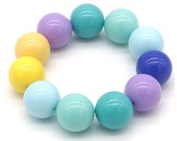 Armband beaded - Color pop - Turqoise, paars, blauw, geel - 18 Millimeter - Rekbaar, past bijna altijd - Damesdingetjes
