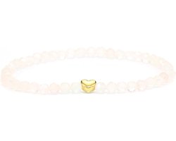 Armband met echte edelsteen met facetgeslepen 4 mm kralen en roestvrijstalen hart, helende steen, beschermsteen, edelsteenarmband, geluksbrenger, talisman, cadeau