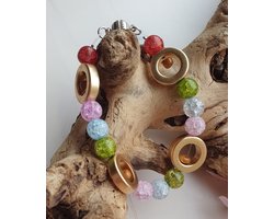 Armband van ronde Hematiet en gebarsten bergkristalen