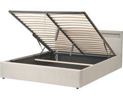 ARMELLE - Bed met opbergruimte - Beige - 160 x 200 cm - Polyester
