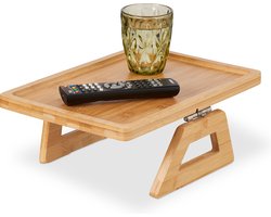 armleuning dienblad - bamboe - inklapbaar - tafeltje - voor bank - 35 x 26,5 cm