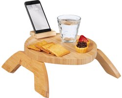 armleuning tafeltje bank - dienblad met telefoonhouder - 25 x 30 cm - sofa - natuur