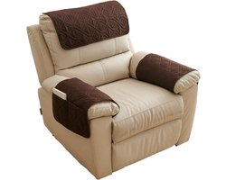 Armleuningbeschermer en stoelbeschermer met zakken voor relaxstoelen en fauteuils, gewatteerde antislip meubelbescherming voor banken en stoelen
