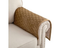 Armleuningbeschermers antislip armkappen - L-vorm bankbeschermer chaise longue hoekbank - 2-zits hoes woonkamer - honden huisdieren - koffiebruin - 70 x 70 cm hoekbank overtrek