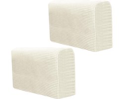 Armleuningbeschermers van polar fleece voor fauteuils en banken - antislip armleuningen - premium armleuninghoezen - rekbare stoel/bank beschermer - armbeschermer - stretch fit - wit.
