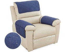 Armsteunhoes voor meubels, waterdichte en wasbare beschermhoes met zijvak, antislip en slijtvast, ideaal voor huisdieren zoals katten en honden (1-zit, donkerblauw)