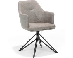 Armstoel Melvin Pebble - Stof - Set van 2 - Draaibaar - Zithoogte 45 cm - Zitdiepte 45 cm - Met armleuning