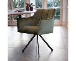 Armstoel Raster Draaibaar Velvet Groen - Giga Meubel - Set van 2