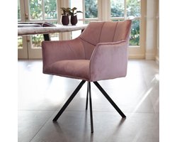 Armstoel Raster Draaibaar Velvet Roze - Giga Meubel - Set van 2
