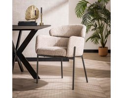 Armstoel Ronde Rug - Bouclé Zand - Zitdiepte 47cm - 62x61x80cm - Set van 2