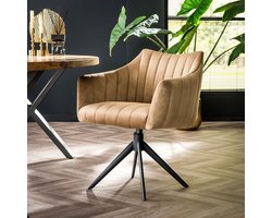 Armstoel Velvet Champagne - Draaibaar - 63x64x83cm - Set van 2