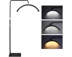 Arneo® Halve Maan LED Lamp - Beautysalon lamp - Lash Lamp - Beauty Lamp - Make Up Lamp - Salon Lamp - LED Licht - Stevig En Stabiel - LED Lamp - Inclusief Telefoon Houder - Zwart