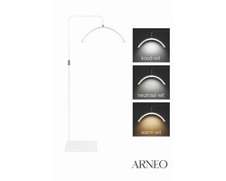 Arneo® Halve Maan LED Lamp - Beautysalon lamp - Lash Lamp - Beauty Lamp - Wimper Lamp - Make Up Lamp - Salon Lamp - LED Licht - Stevig En Stabiel - LED Lamp - Inclusief Telefoon Houder - Wit