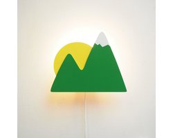 Arnhout - Wandlamp - Berg met Zon - geel en groen - Kinderkamer