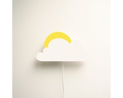Arnhout - Zonnetje achter wolk - wandlamp / nachtlamp - wit / geel - Kinder- en babykamer - Slaap lekker