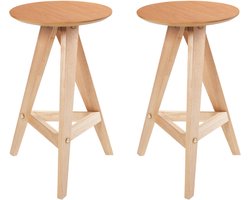 AROMA - Barkruk set van 2 - Lichtbruin - Rubberhout