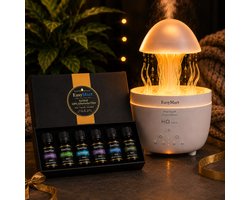 Aroma Diffuser 300ml met 6 Etherische Oliën – Geurverspreider & Luchtbevochtiger – Met Afstandsbediening – LED – Slaapkamer – EasyMart