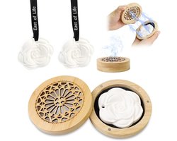 Aroma Steentjes Set met Houten Kistje voor Essentiële Oliën - Kleine Verstuiver voor Huis en Auto