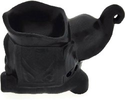 Aromabrander – Aromaverdamper – Handgemaakt – Keramiek - Aroma diffuser – Olieverdamper - Aromadamper theelicht –– Olifant vierkant zwart