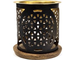 Aromafume olieverdamper Bloem des Levens 17954 - Oliebrander voor wax - Aromabrander - Olie brander voor geurolie - Oliebrander zwart - Woon accessoires - Lekkere geur woning -