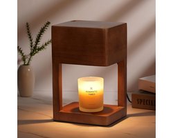 Aromalamp - Kaarsverwarmingslamp - Met timer - Verstelbare foto-elektrische kaarsenbrander - Geschikt voor kaarsen in potjes - Inclusief 2 lampjes - Verjaardagscadeau - Houten kaarsenlamp voor slaapkamerdecoratie - Kaarsen niet inbegrepen