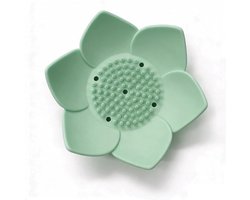 Aromatherapie Douche Steamer Houder, Zeepschaal in Lotusbloem Vorm, Siliconen Badkamer Accessoires voor Essentiële Olie Tabletten, Groen