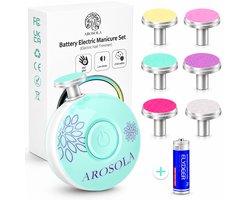 AROSOLA® Elektrische Baby Nagelvijl - Baby Manicure Set - Veilig Nageltjes Vijlen - 6 Opzetstukken - Fluisterstil - Mint Groen