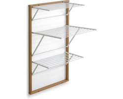 Arredamenti Italia 616 KARIM - Houten Handdoekrek - Inklapbaar Wanddroogrek - 15m Drooglengte - Kleur: hout - ARIT - Il cuore del legno