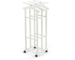 Arredamenti Italia TRIELLO Wit - Kledingstandaard in Hout - Dressboy - 3 Kledinghangers en 3 Broekhangers - Wit