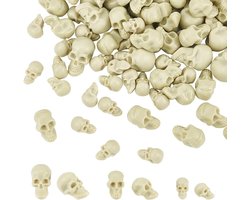arricraft 140 stuks 3 maten Halloween mini plastic schedel hoofden, skelet beeldjes miniatuur schedels vaas vuller schedel tafeldecoraties menselijk hoofd bot decor voor feest knutselen