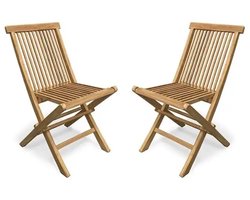 Arrie Teak Inklapbare Stoel Bruin – Houten inklapbare tuinstoelen – Set van 2 stuks – 100% Teak – Tuin, terras of balkon