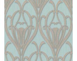 ART DECO BEHANG | Ornamenten Met Glans - turquoise taupe zilver - Livingwalls Mata Hari