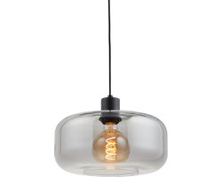 Art deco hanglamp zwart met smoke glas - Velo