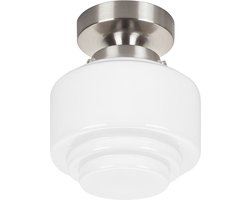 Art deco plafondlamp Cambridge | Ø 15 cm | staal / wit / opaal glas | gispen / retro / jaren 30