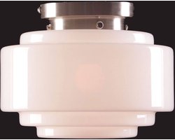 Art deco plafondlamp Cambridge | Ø 25 cm | staal / wit / opaal glas | gispen / retro / jaren 30
