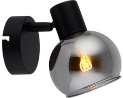 Art deco spot zwart met smoke glas - Juna