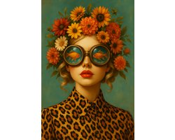 Art-Empire – Luxe ArtFrame Wanddecoratie – Wisseldoek met Aluminium Frame – Zwart (of op maat in andere kleuren) – Moderne Akoestische Kunst- Royal Bloom The Visionary Muse