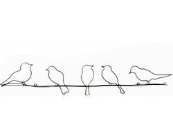Art for the Home Vogeltjes Metal Art Donkergrijs 12,5x60 cm