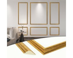 Art3d Pre-cut Wall Moulding Set of 6 Ready-Made Paneling Panels for Home Decor Living Room Bedroom Accent Wall Installed with Glue 3 Top and 3 Bottom Antique Gold