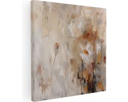 Artaza Canvas Schilderij Abstract Bloemen - Bloemen - 80x80 cm - Groot - Wanddecoratie Woonkamer - Schilderijen - Muurdecoratie