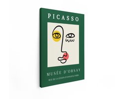 Artaza Canvas Schilderij Abstract Gezicht Poster met Tekst van Picasso en Musée D'Orsay - 30x40 cm - Klein - Wanddecoratie Woonkamer - Schilderijen - Muurdecoratie